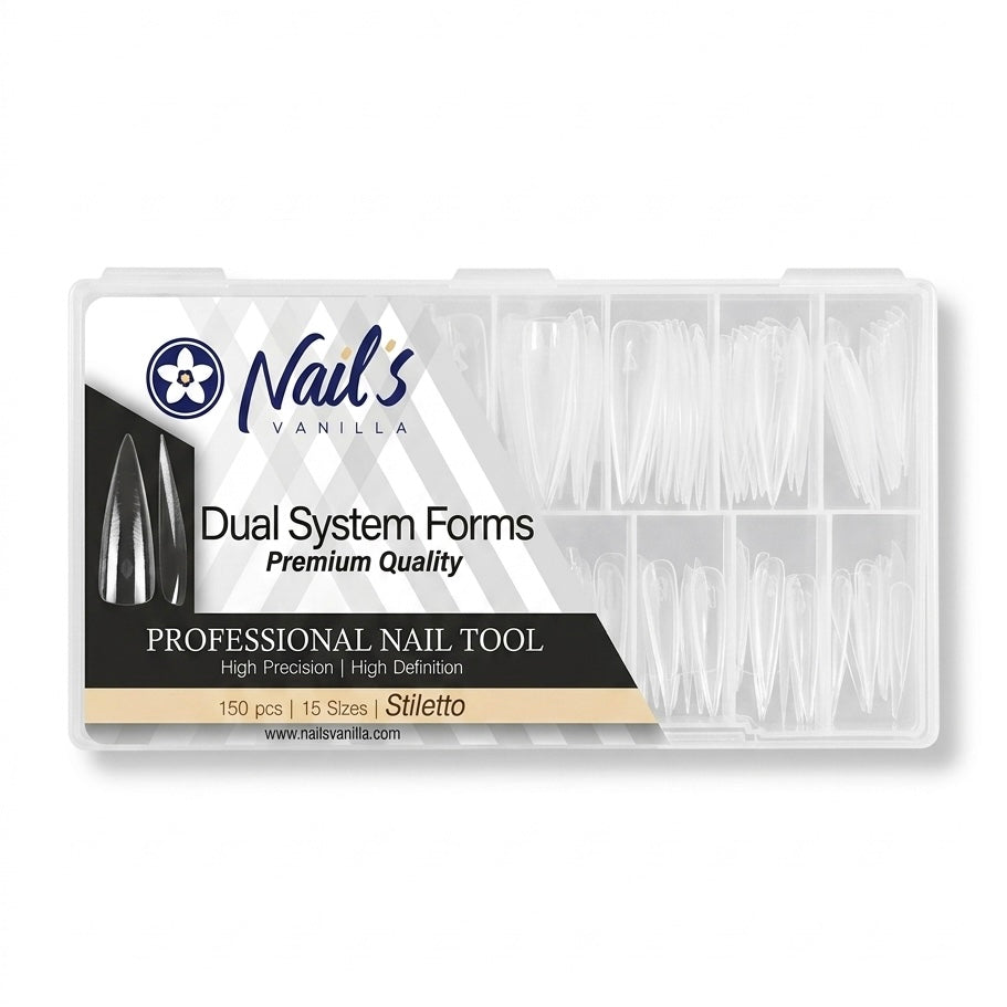 Stiletto Dual Nail Forms – 150 Pieces, 15 Sizes